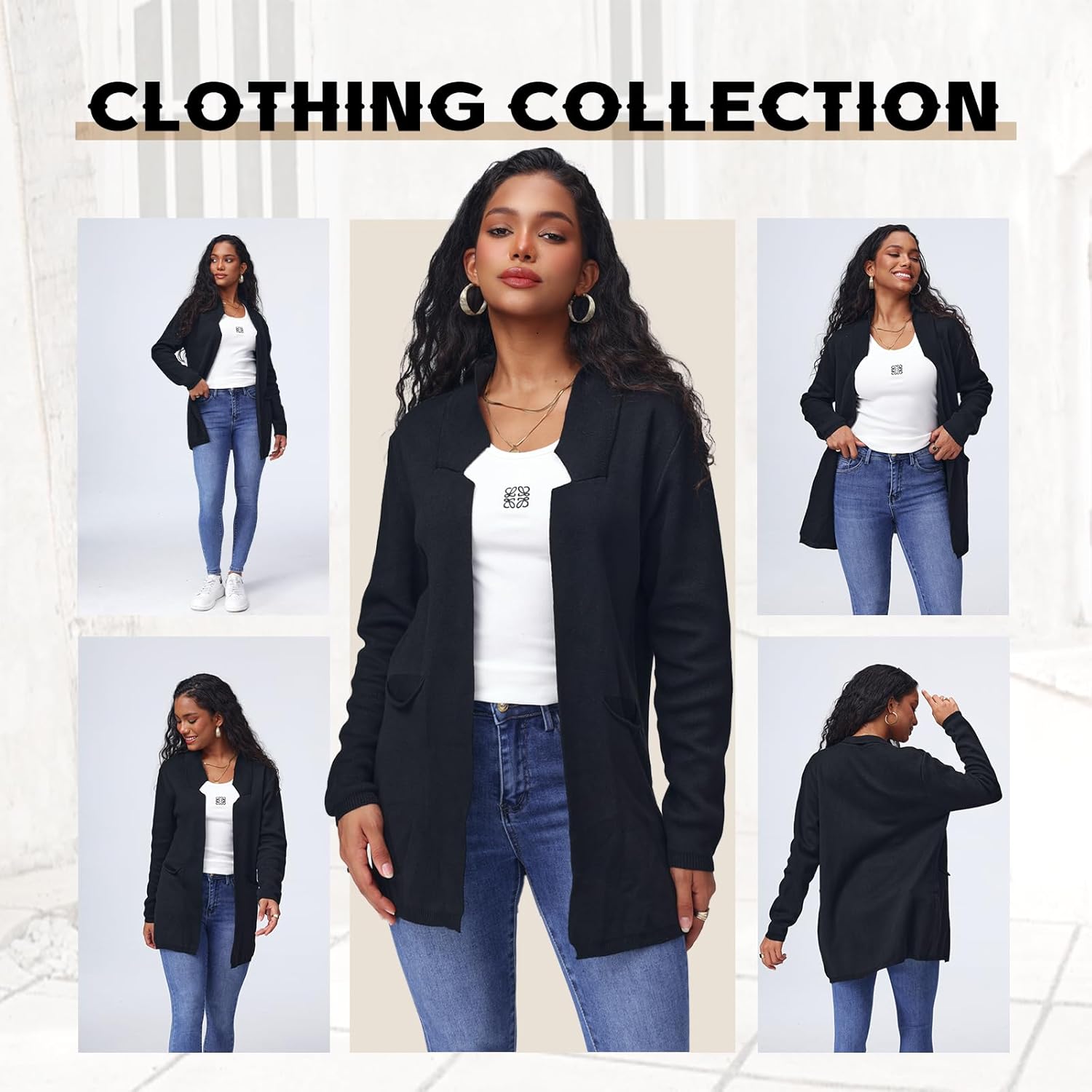 Women Sweater Blazer Long Sleeve Open Front Notch Collar Blazer Jacket Knit Cardigan Coat with Pockets Business Casual - Image 7