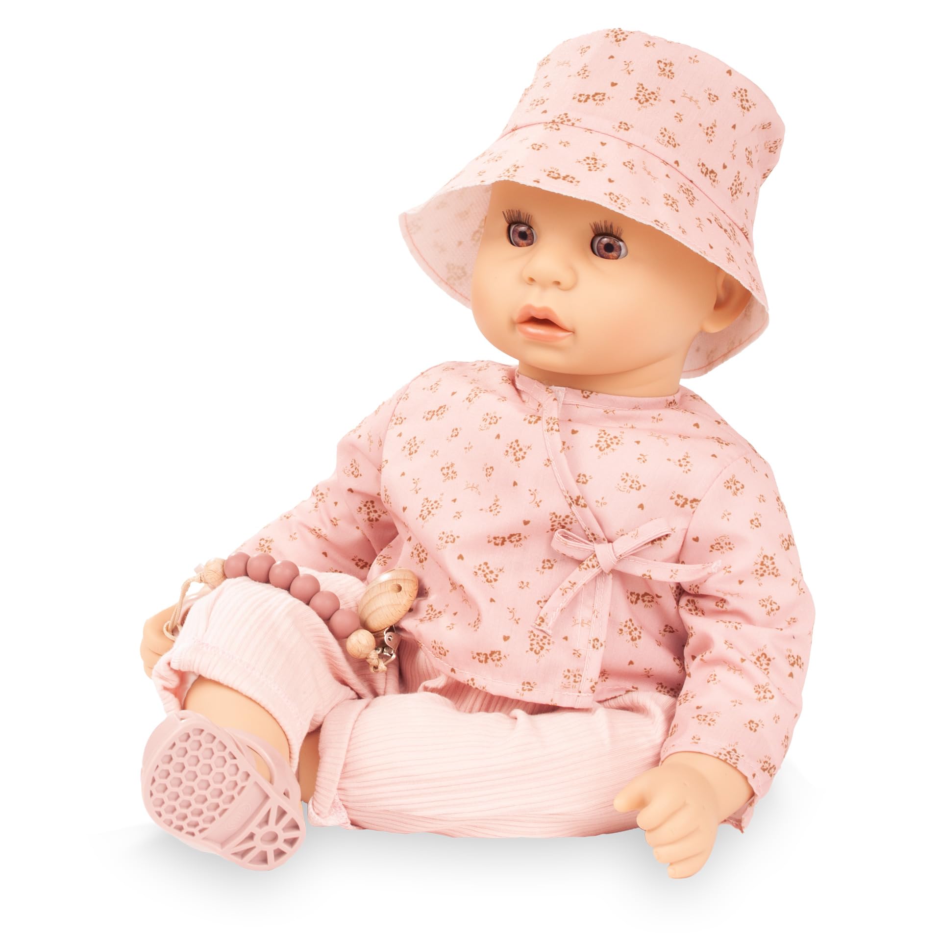 Götz 2661057 Cookie Millefleur poupée 48 cm poupée bébé Yeux Bruns dormeurs | 9 pièces, sans cheveux, corps souple, dès 3 ans, lavable, avec tétine, attache-tétine et couche