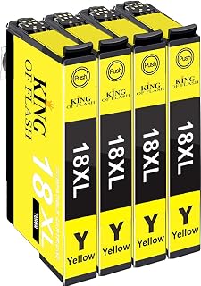 King of Flash 4 Yellow Compatible Printer Ink Cartridges For Epson T1814-4 x Yellow XP30, XP102, XP202, XP305, XP405, XP205, XP302, XP415, XP415, XP412, XP315, XP312, XP215, XP212, XP405WH