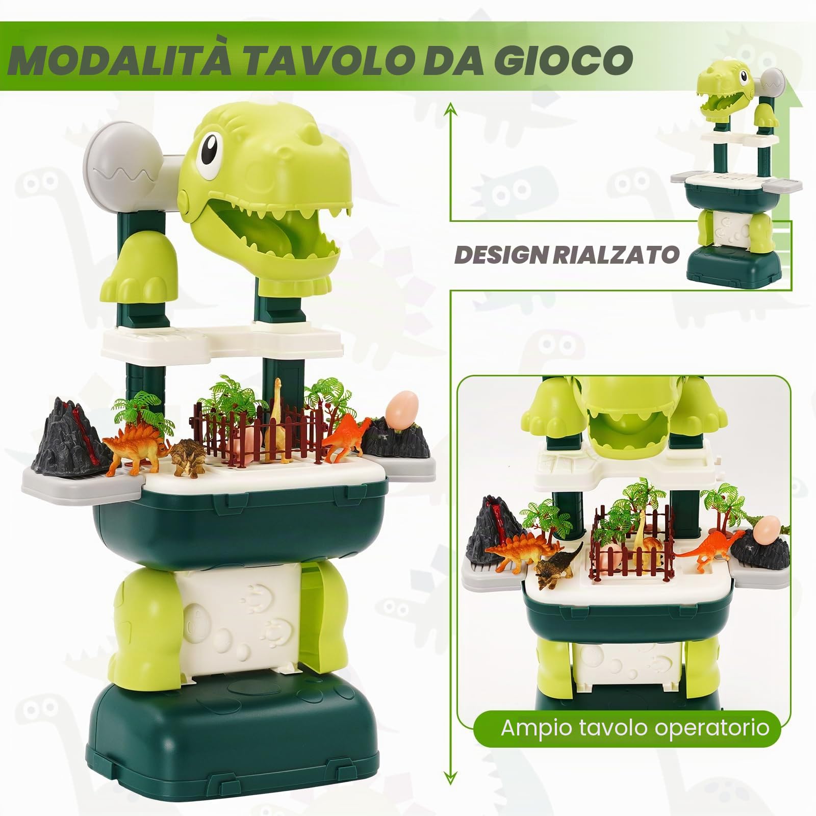 dinosauri per bambini - 22 pezzi: Set Completo di Dinosauri Realistici con Vulcano, Uova di Dinosauro e Scatola Portaoggetti. Regalo per 3-8 anni