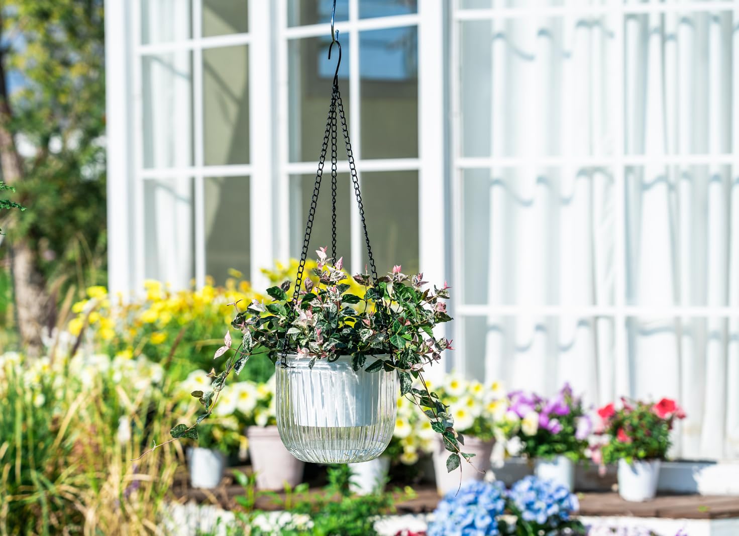 Yulier Macramé Jardinière Suspendue, Support De Plante Décoratif Macramé Panier Suspendu Intérieur Extérieur Déco Maison Boho (Pots Non Inclus