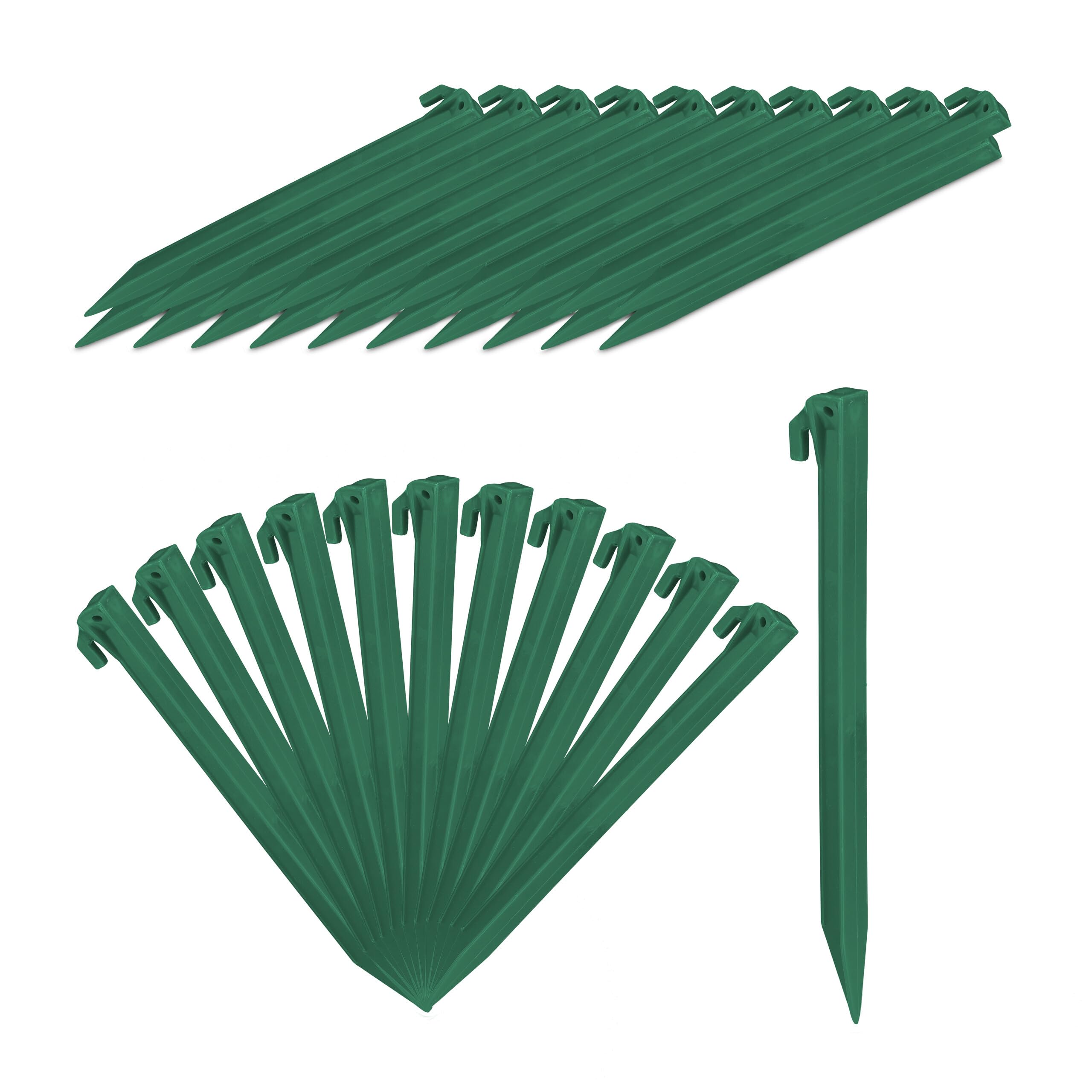 64 x Piquetas de Camping, Estacas de Tienda, para Suelos Suaves & arenosos, 31 cm, Plástico, Verde