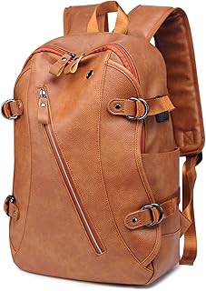 FANDARE Unisex Zaini Casual Zainetto Cartelle Uomo Zaino Scuola Adolescente Impermeabile Zaino da viaggio Ragazze Ragazzi Zainetti Alta Qualità Borse a Zaino PU Daypack Marrone A