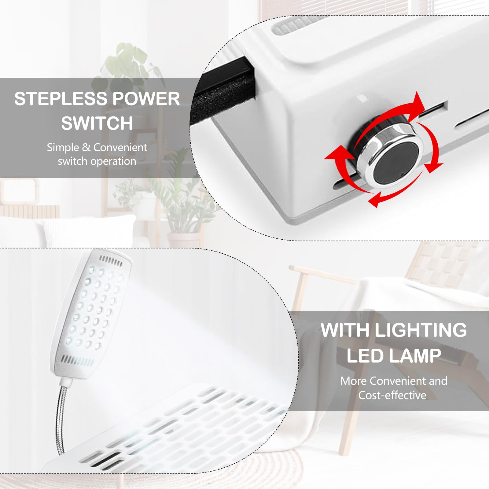 Odkurzacz do paznokci, 100 W, z filtrem 2 w 1 i światłem LED, obrotowa regulacja siły ssania do odsysania pyłu do manicure, domu i salonu
