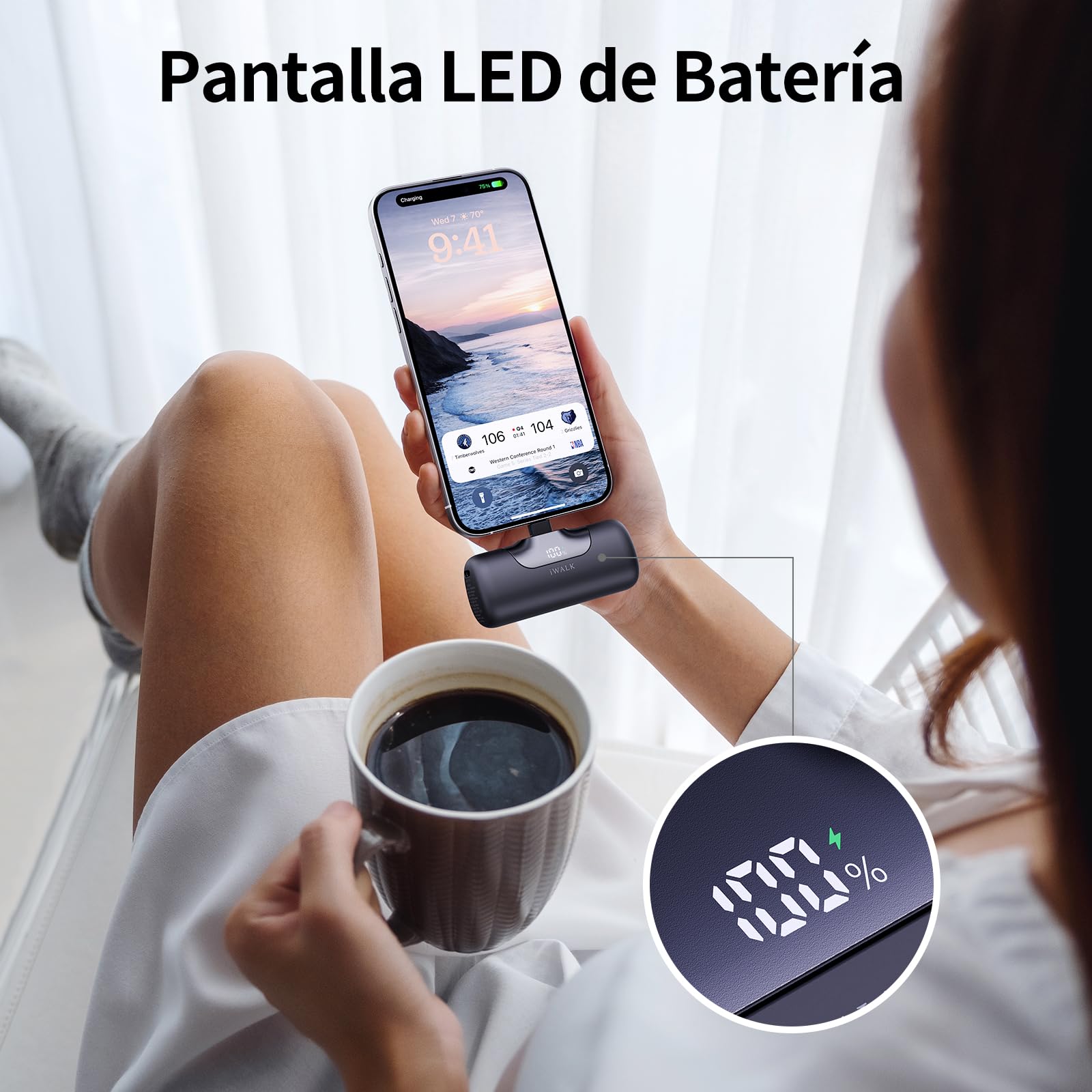 iWALK Power Bank Portátil 5500mAh de Nueva Generación - Cargador Rápido 22.5W USB-C,Batería Externa Compacta para iPhone 17/16/15 Plus/Pro MAX,iPad,Samsung Galaxy S25/S24/S23 y Dispositivos Android