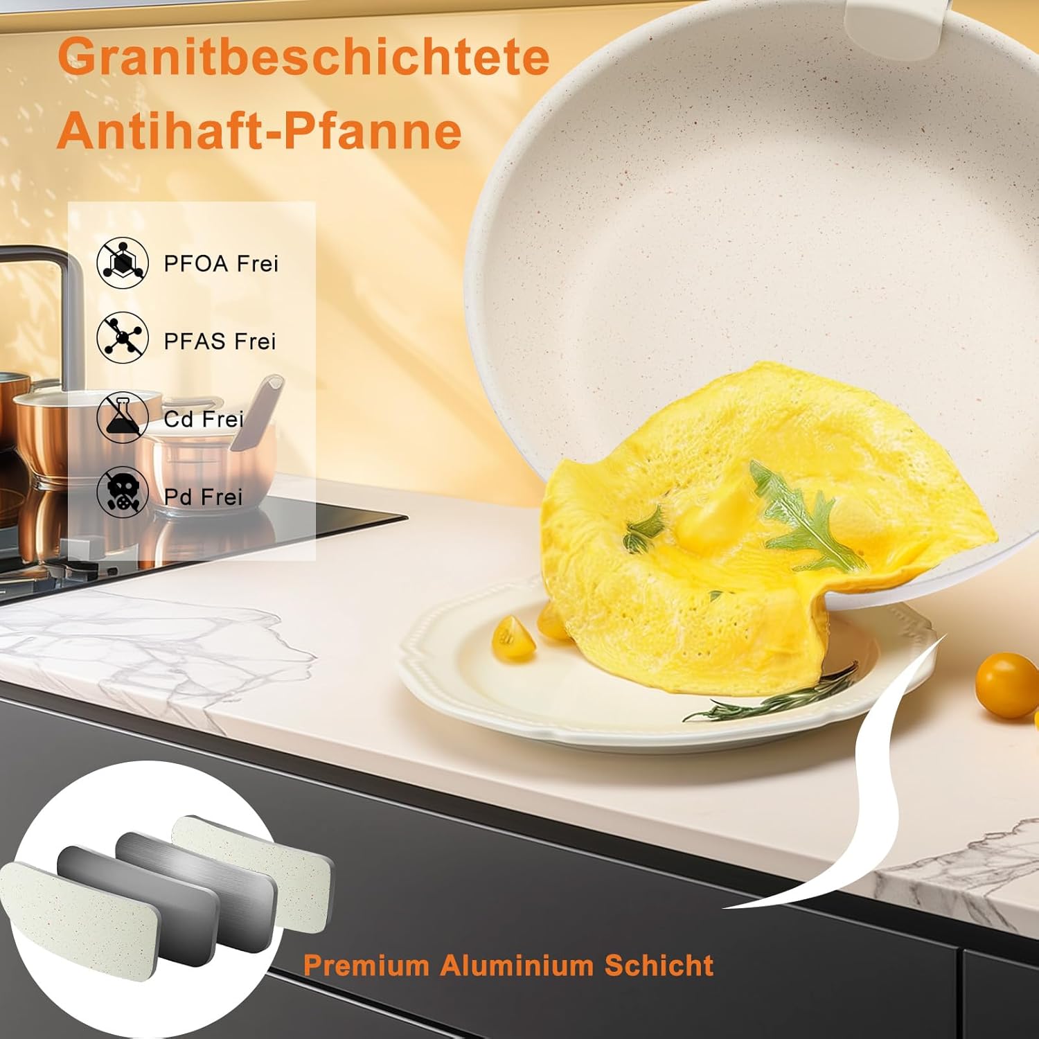 DUMOS 12 Pcs Pots and Pans Set, Nonstick Kitchen Cookware Set, Induction Cooking Sets Detachable Handle, Beige