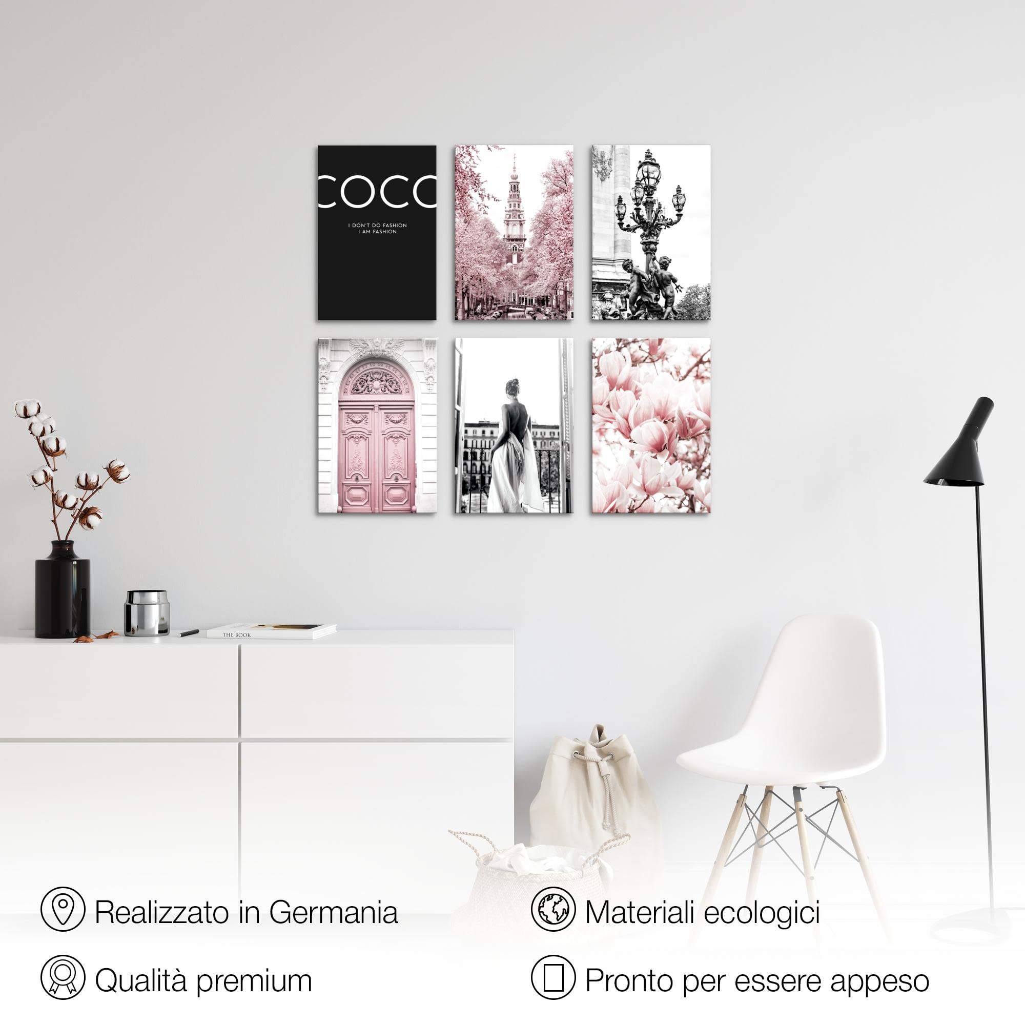 Quadro decorativo Moda - Completamente Pronto Da Appendere - Decorazione Elegante - Set 6 Immagini - N016264a