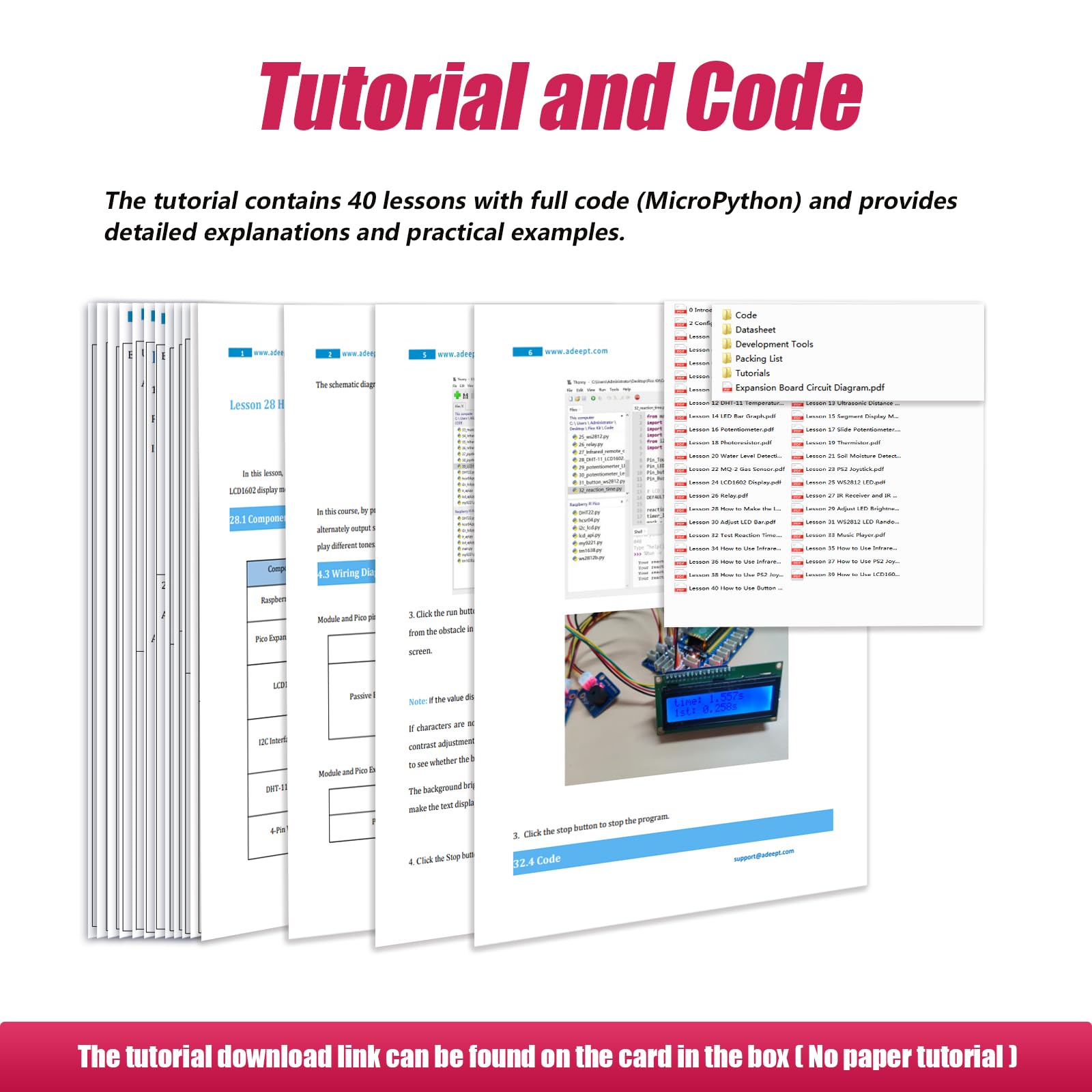 Adeept Ultimate Sensor Kit for Raspberry Pi Pico(Included) with 35 Sensor Modules and Pico GPIO Expansion Board, 40 Lessons, for MicroPython Projects