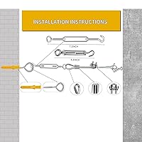 Vista 4 de Kit de cuerda de alambre, alambre de acero inoxidable recubierto de vinilo de 165 pies y 1/8 pulgadas, tensores para cables, alambre de metal