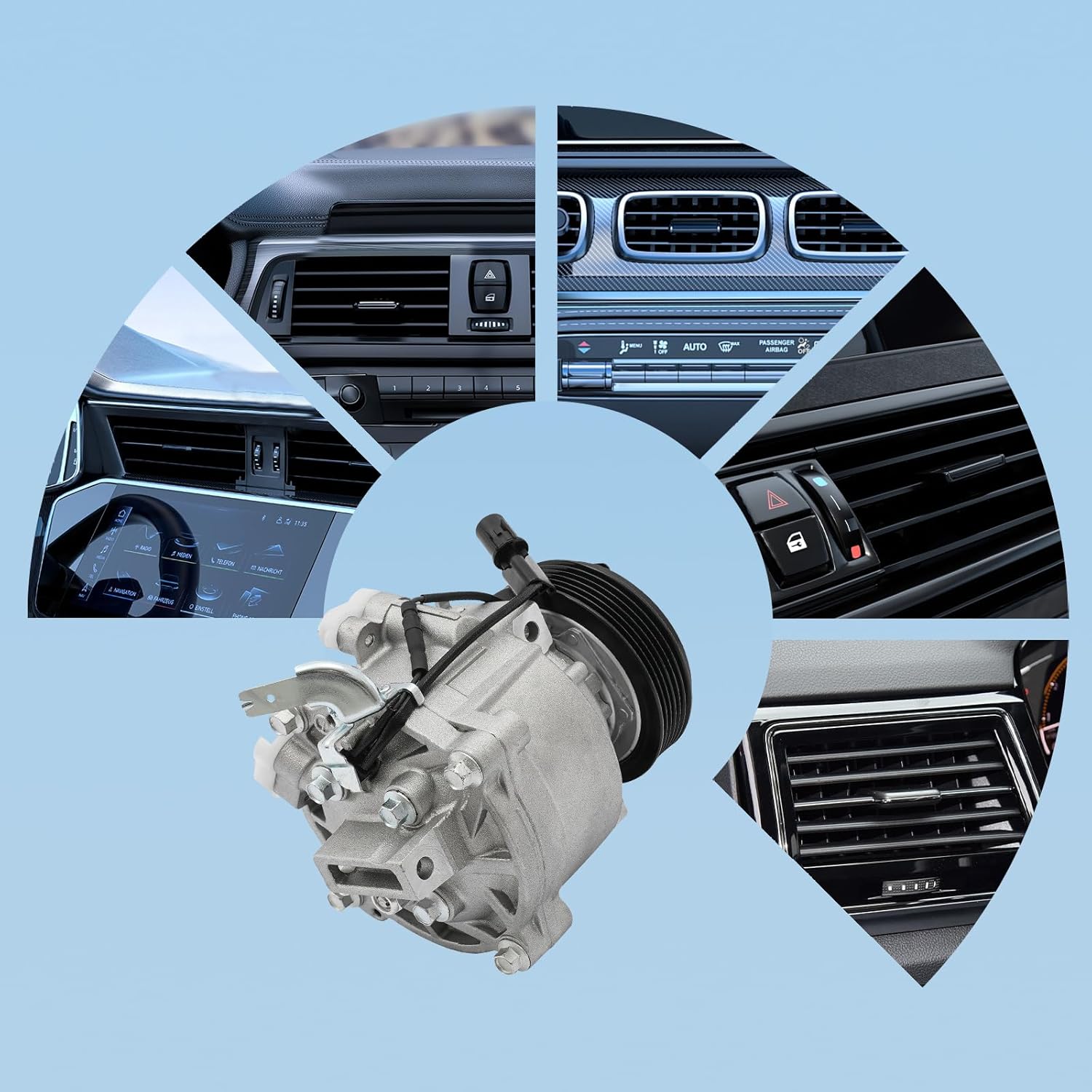 A/C Compressor Replacement for Mitsubishi Lancer and Outlander, Pre-Filled with PAG 46 Oil, Direct Fit for 2009-2015 Models with 2.0L-3.0L Engines