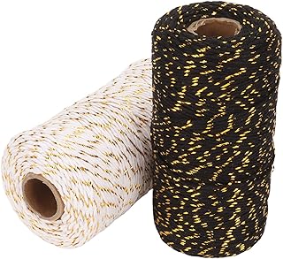 Twine Decorative Twine Gift Wrapping, 2 Rolls Cotton Twine String for DIY Projects Gift Wrapping Dressing Decorating