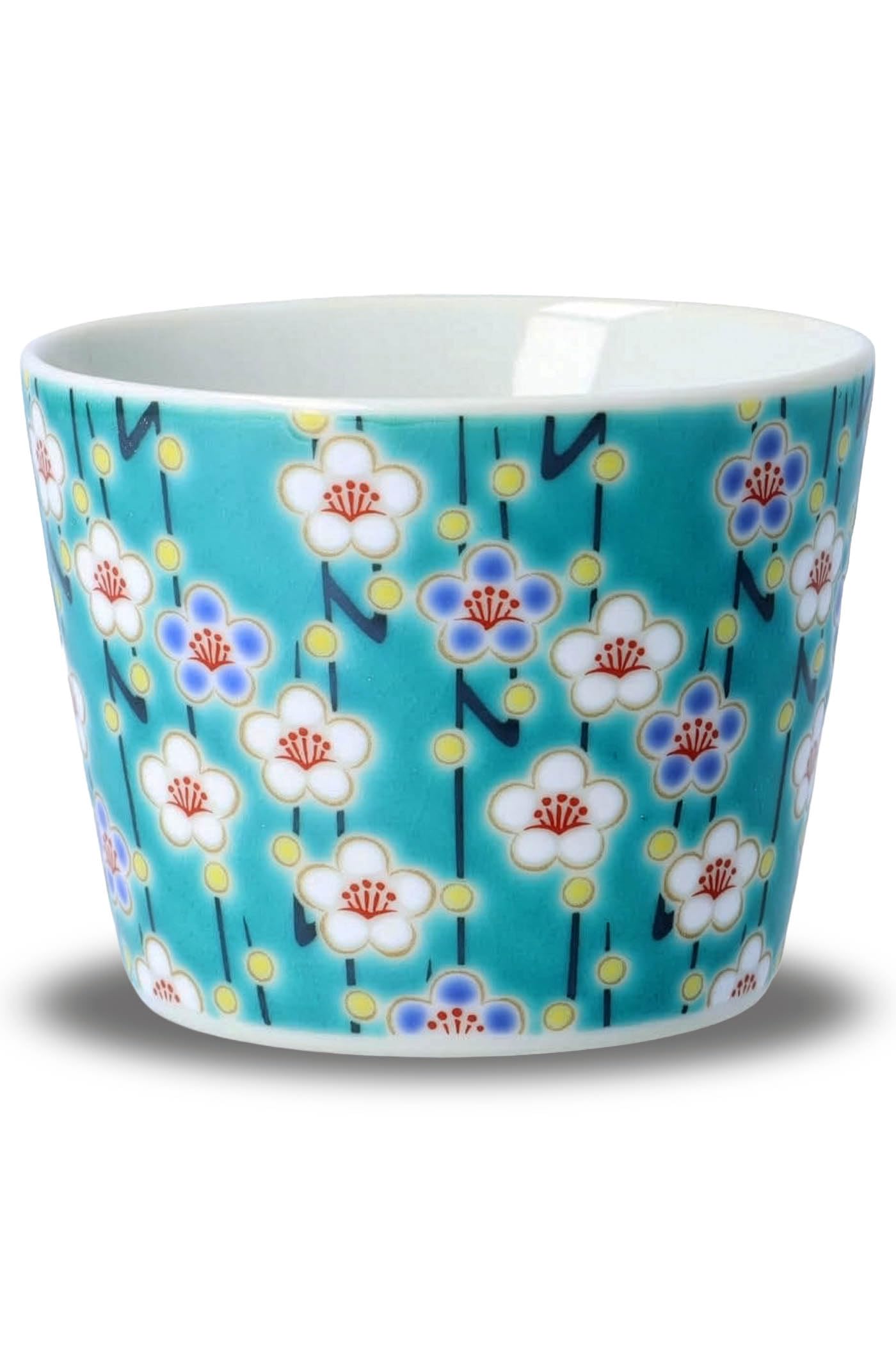 Kutani Ware Soba Dipping Cup Plum Porcelain 6.8oz Gift Box Made in Japan