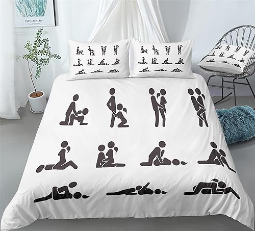 REALIN Cozy Couple Duvet Cover Set Pose Passion Love Man and Woman Bedding Girl Boy Kids Bed Sets 234PCS Quilt CoversSheetsPillow