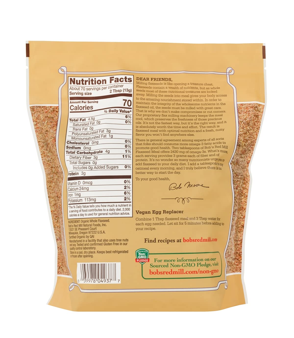 Bob's Red Mill Organic Brown Flaxseed Meal, 32-ounce (Pack of 4)