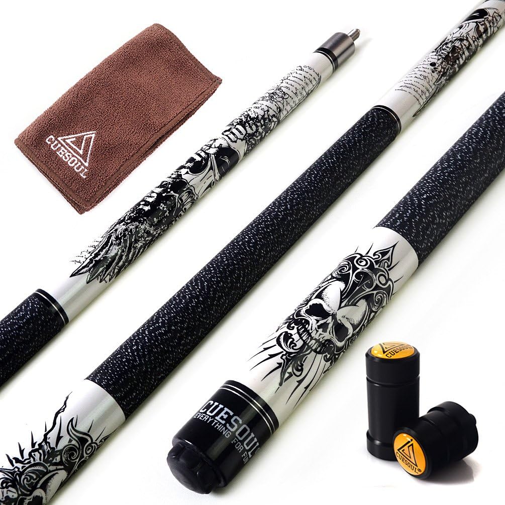 CUESOUL ROCKIN Series 58 Inches 21oz Professional Pool Cue Stick North American Maple Shaft Pearl Finish Carbon Ferrule Irish Linen Wrap Bag Pool Cue Set Billiards with Soft Case