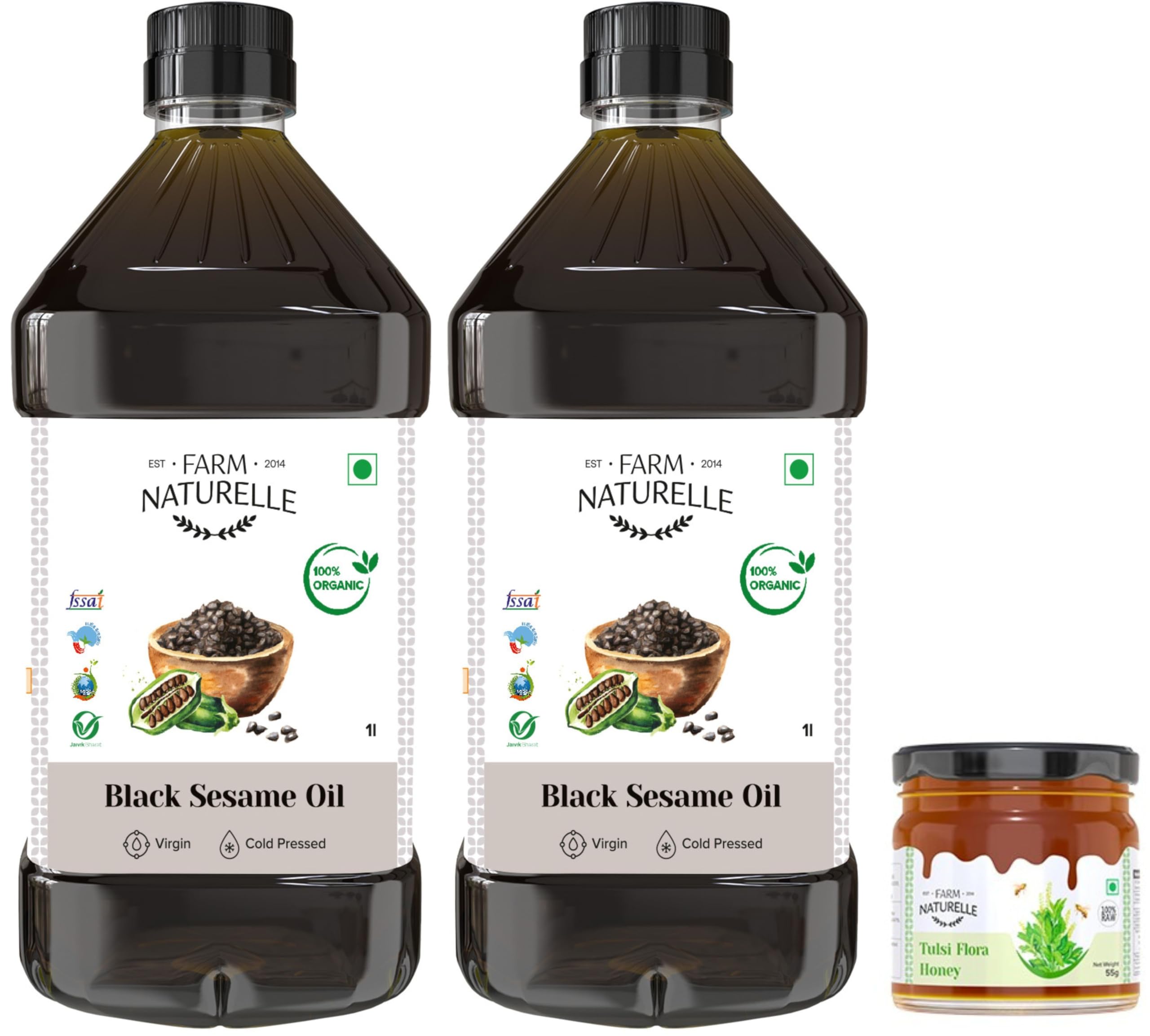 Farm Naturelle 2 Virgin Organic Sesame Oil-The Finest Certified Organic&Fssai-1Ltrx2 Sesame Gingelly Til Cooking Oil From Black Sesame Seeds With 55Gms Forest Honey (B01N1T7AE4) Amazon Price History, Amazon Price Tracker