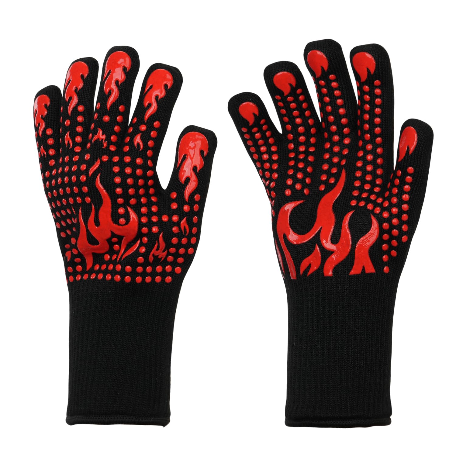 GNEGNI LIFE BBQ Gloves, 1472°F Extreme Heat Resistant Oven Mitts, Silicone Non-Slip Grilling Gloves for Barbecue, Cooking, Baking, Smoker and Welding, 800°C Fireproof Oven Gloves