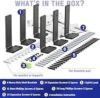 Vista 7 de Goovilla Shelf Bracket, Heavy Duty Floating Shelf Brackets 6 inch Long, 6 Pack Brackets for Shelves, Black Coated Metal Wall Shelf Support Brackets