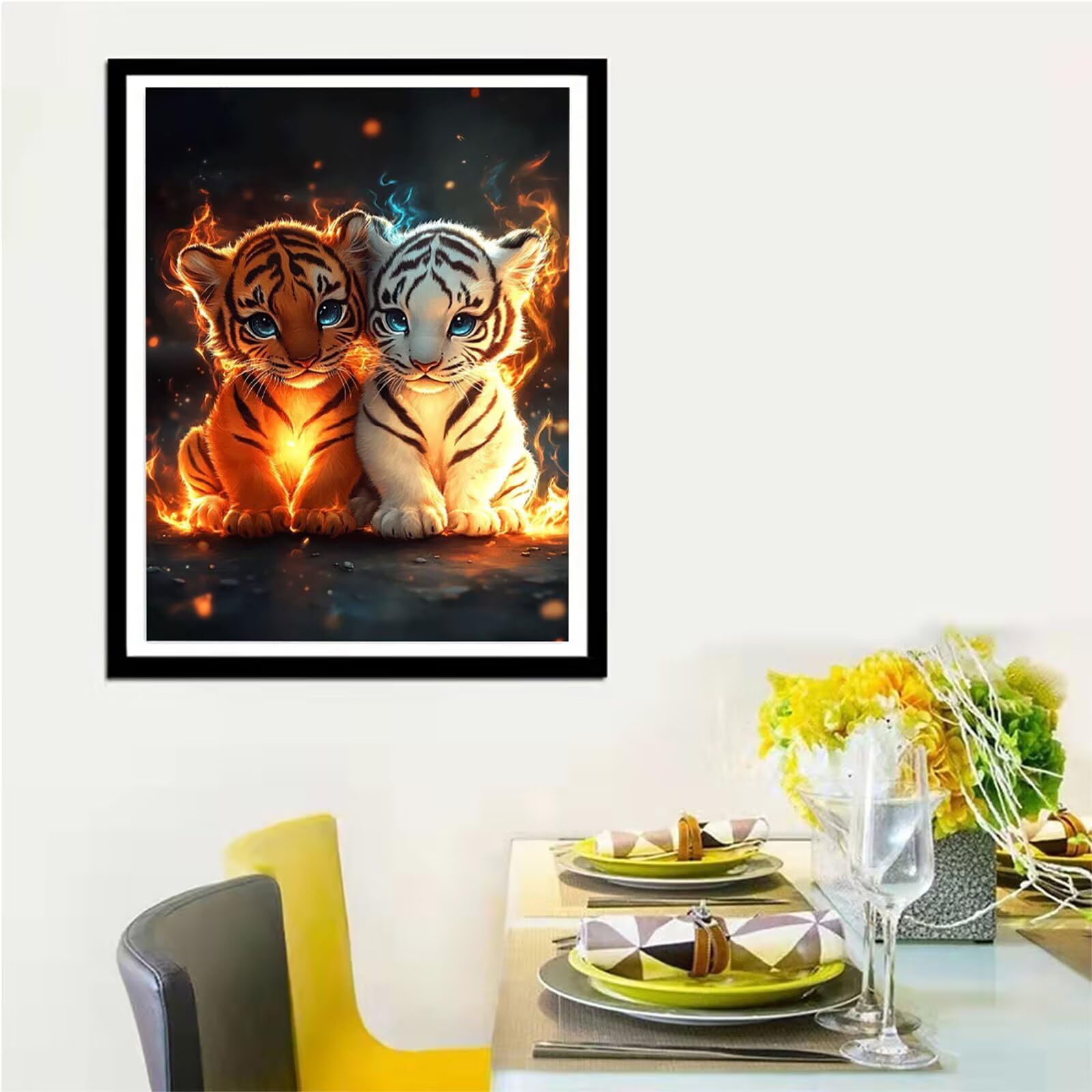 Diamentowy obraz tygrysa, 90 x 120 cm, zestawy artystyczne 5D, dla dorosłych, DIY, urocze kryształowe rękodzieło, haft krzyżykowy, klejnot, cekiny, obrazy na płótnie po numerach, do dekoracji pokoju