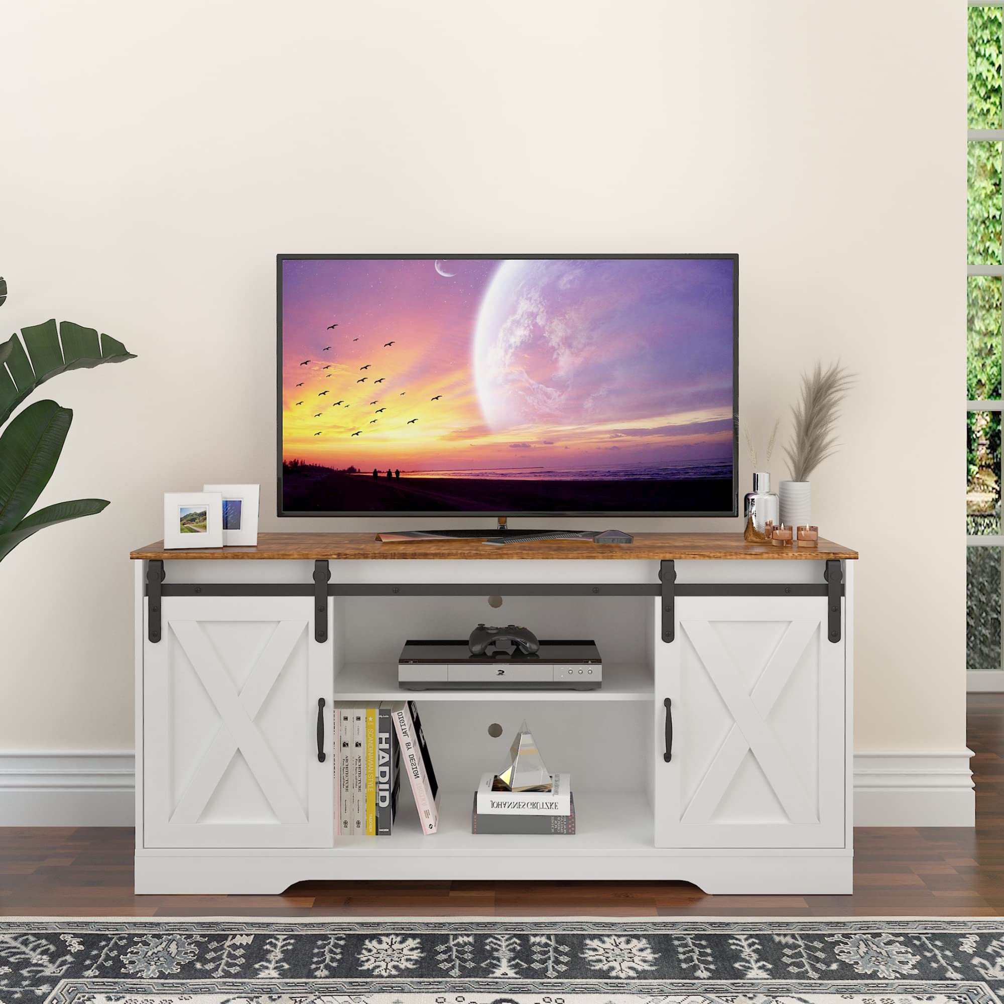 Buy WERSMT Modern Farmhouse Sliding Barn Door TV Stand for TVs up to 65