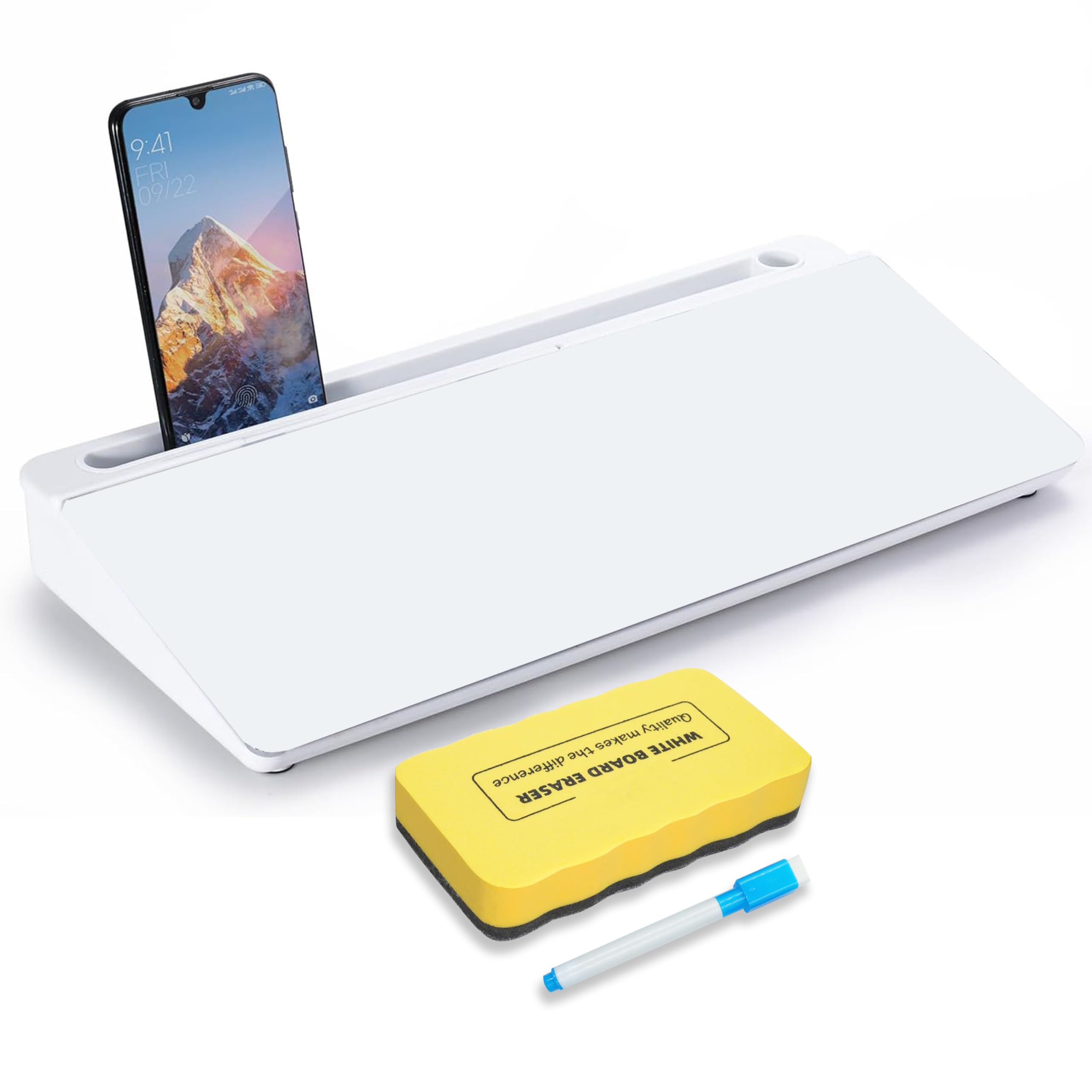 Eduway Schreibtisch-Whiteboard, perfekt für Schule, Büro und Zuhause, inklusive 1 Marker und 1 Radiergummi, trocken abwischbar, Schreibtisch-Whiteboard mit Schublade zur Aufbewahrung, ideal für