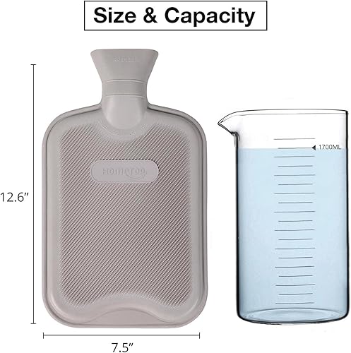 Miniatura 4 de HomeTop Botella de agua caliente de goma clásica prémium (gris)