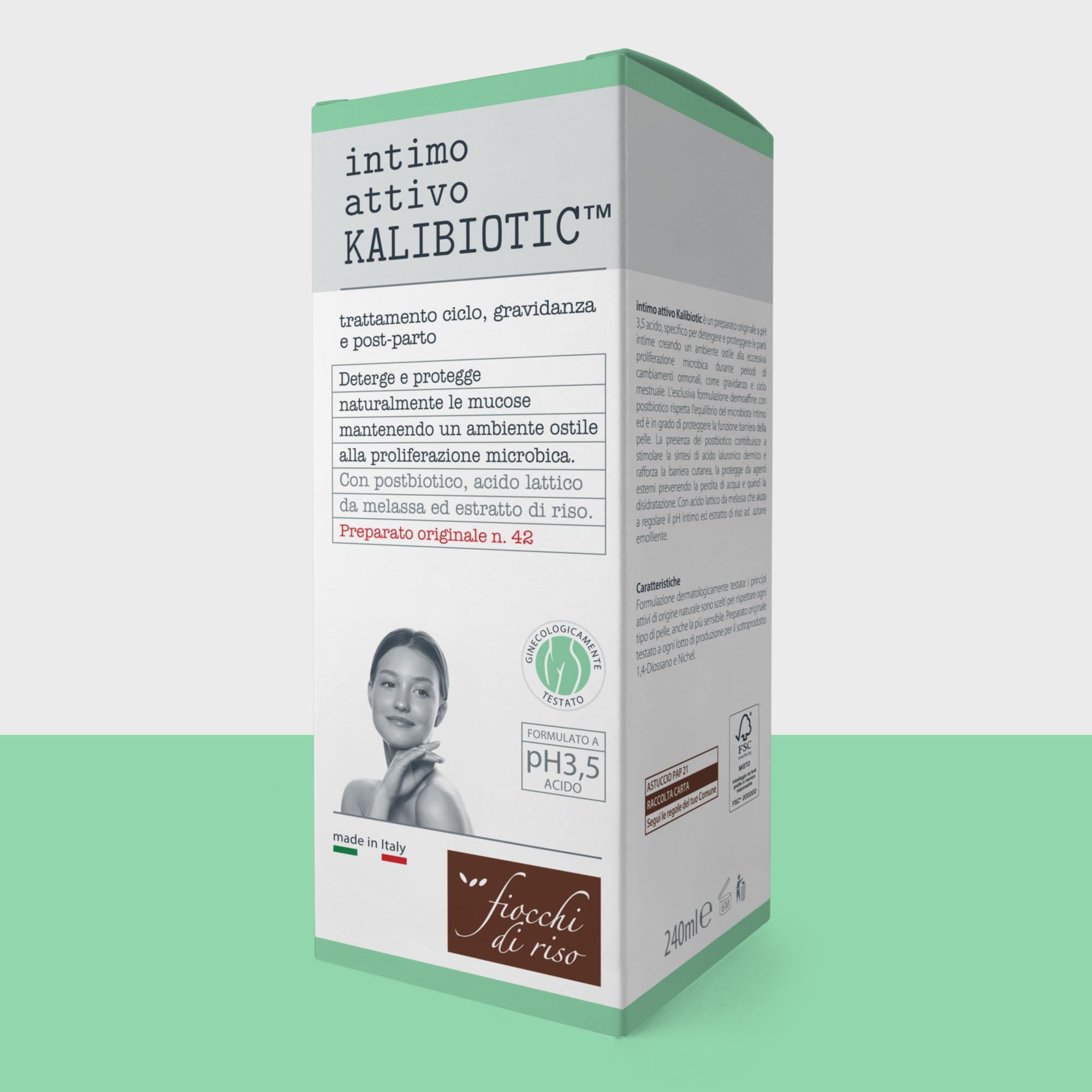 Fiocchi di Riso - Intimo attivo KALIBIOTIC™ - 240ml - IGIENE INTIMA - Deterge e protegge naturalmente le mucose mantenendo un ambiente ostile alla proliferazione microbica. Pack riciclato