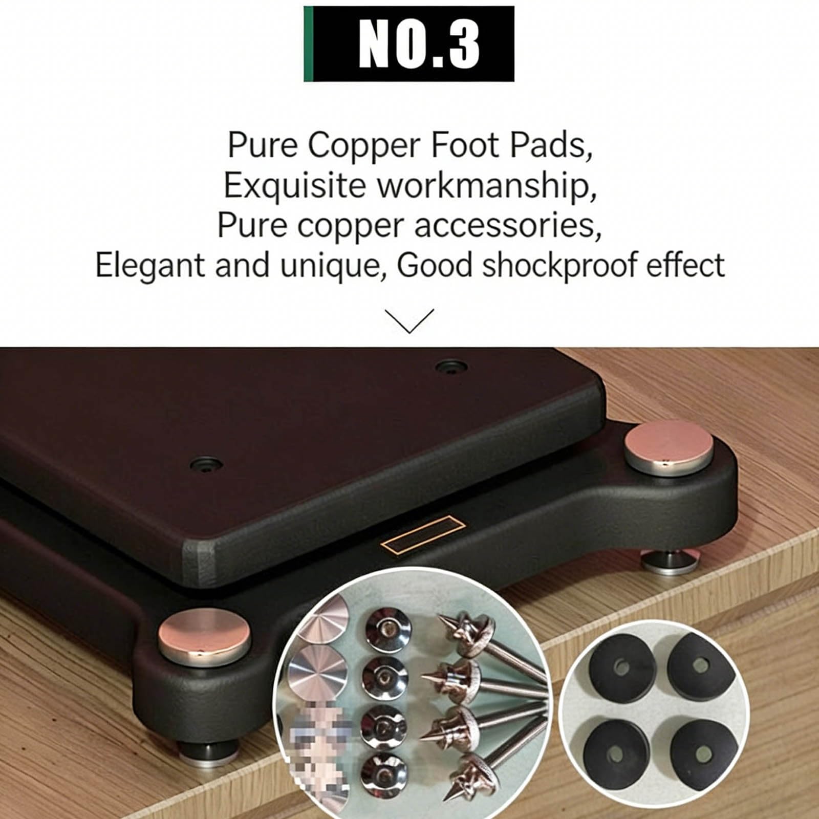 Base Altavoz Pintura Horneada Alta Carga Soporte Antividración Altavoces Estantería Pie Patas Cobre Puro Plataforma Amortiguación Audio Profesional(22 * 28cm)