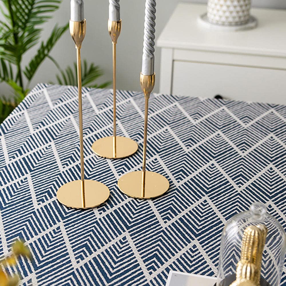 Tisch Decke aus Rechteckige Baumwolle Dick Tischabdeckung Gartentischdecke für Gastronomie Feste Party Hochzeiten Blau 130 × 220cm