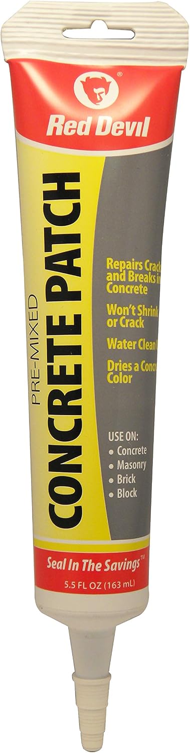 Red Devil 0645 Pre-Mixed Concrete Patch, 5.5 Oz. Squeeze Tube, Pack of 12, Gray, 12 Pack