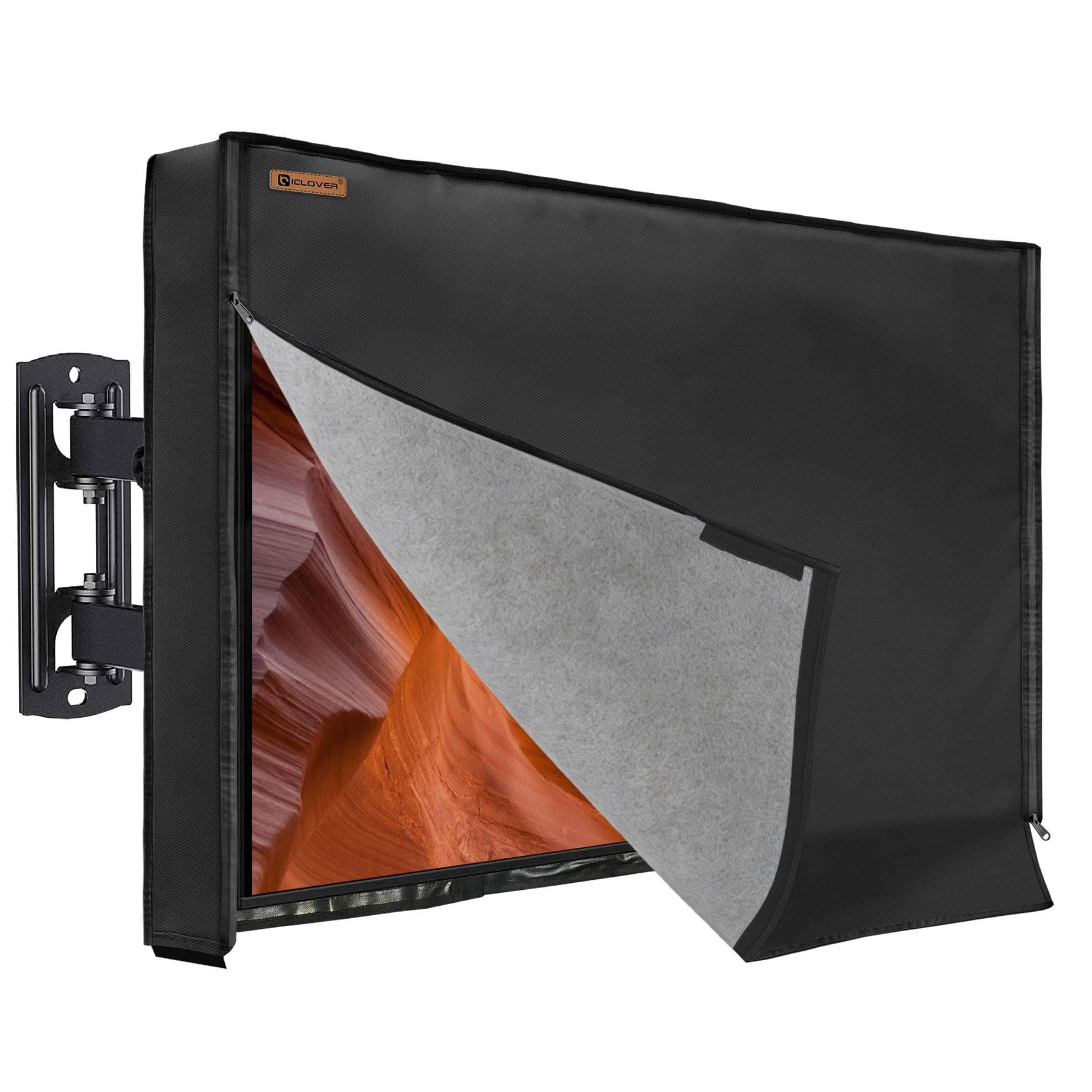 IC ICLOVER 48-50 inch Outdoor TV Cover, Roll up Front Flap with Non Scratch Soft Liner Protect LED Screen, Zipper Access Weatherproof TV Protector,