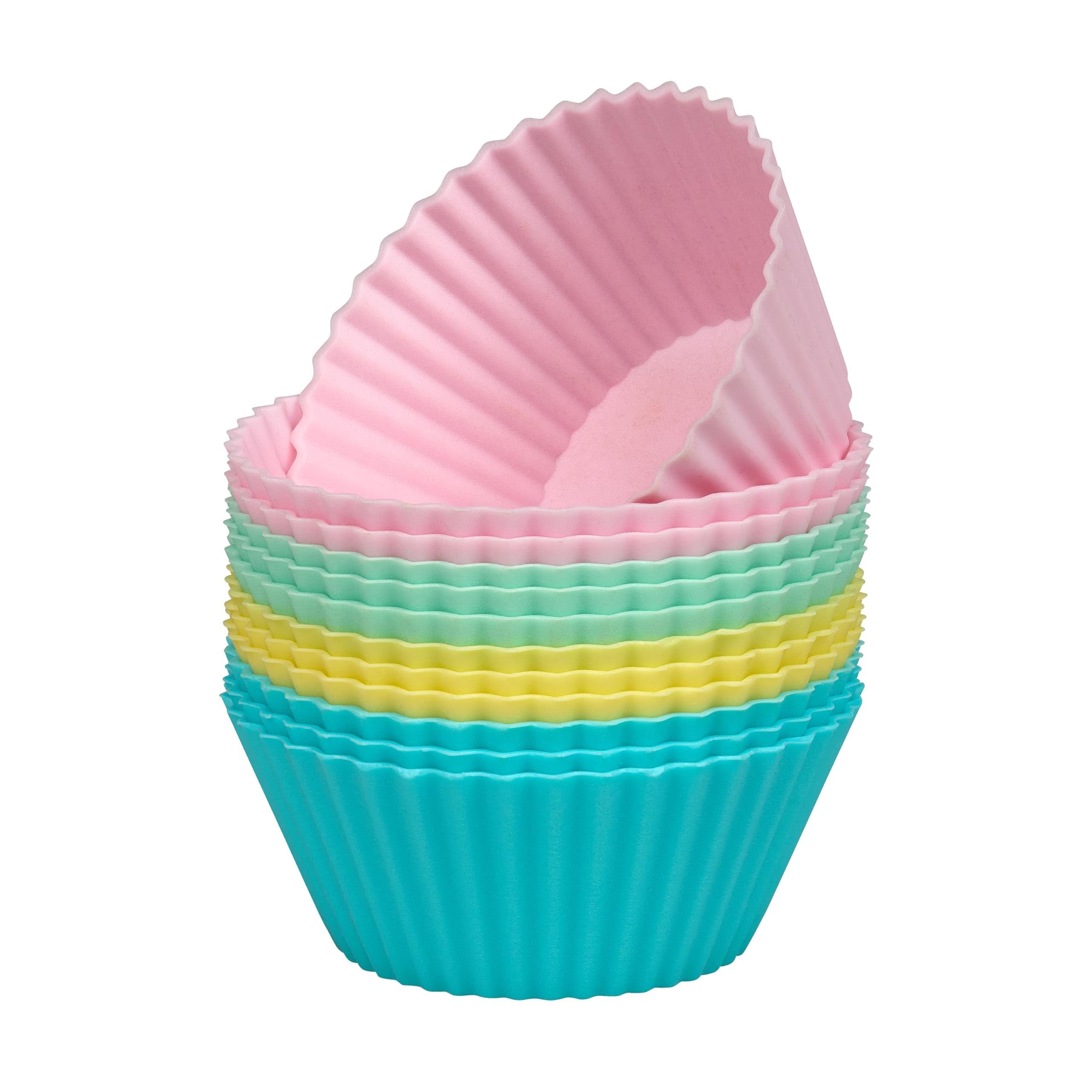 Tala 12 Reusable Silicone Cupcake Cases, LFGB-Grade Silicone, Oven & Dishwasher Safe, Eco-Friendly Baking Cases in Assorted Pastel Colours 7cm Diameter, Non-Stick Muffin Cases