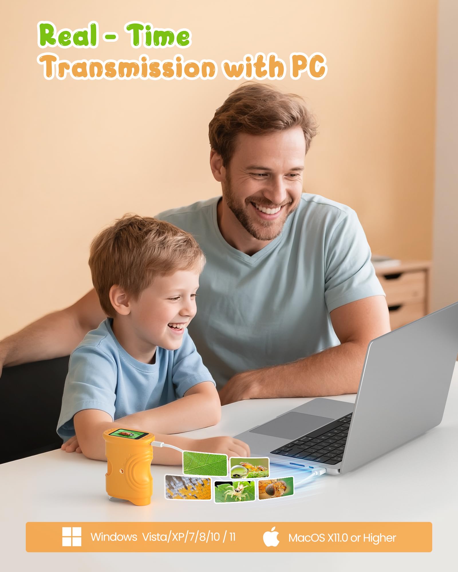 1000X Digitale Microscopio Bambini Portatile: Lente Ingrandimento Tascabile con 2.0" IPS Pollici ＆ 8 LED Luce - Natale Regalo Bambina 3-8 8-12 Anni Maschio - Idee Giochi Kids - 5