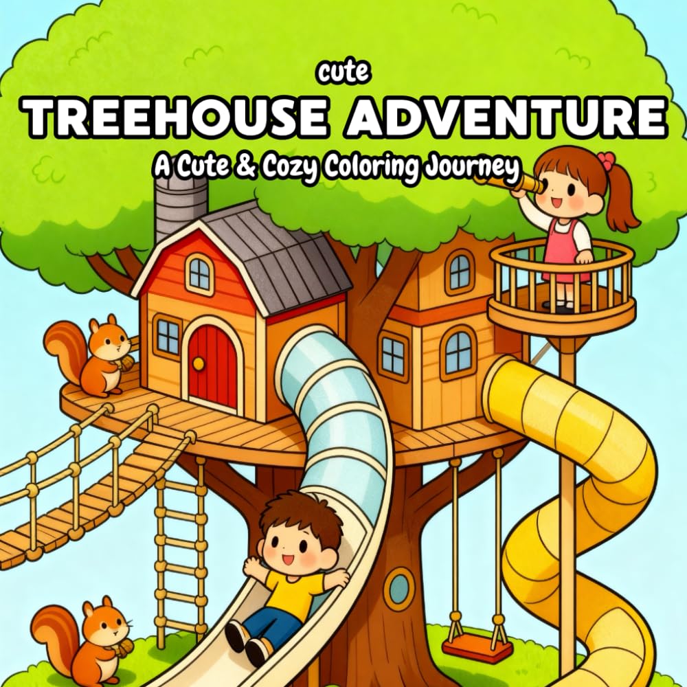 treehouse Adventure coloring book: Climb, Explore, and Play! A Whimsical Coloring Adventure with Cute Treehouses and Nature Fun for Kids Ages 4-8.