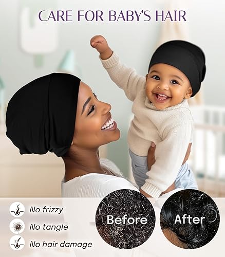 Miniatura 3 de OLESILK Gorro de Seda para Bebé de 0-6 Meses - Gorro de Cabello para Niños Pequeños de Seda de Morera 100%, Gorro de Noche Ajustable para Dormir