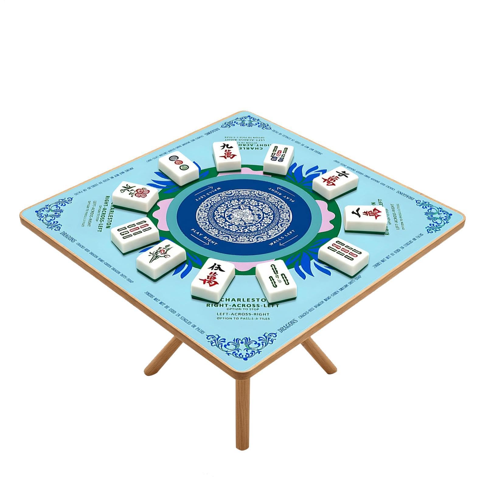 Mahjong Matte nadrukowane zasady gry, antypoślizgowe, tłumiące hałas | Mata stołowa Mahjong do centrów społeczności, domów seniorów, festiwali, spotkań, podróży i dla początkujących