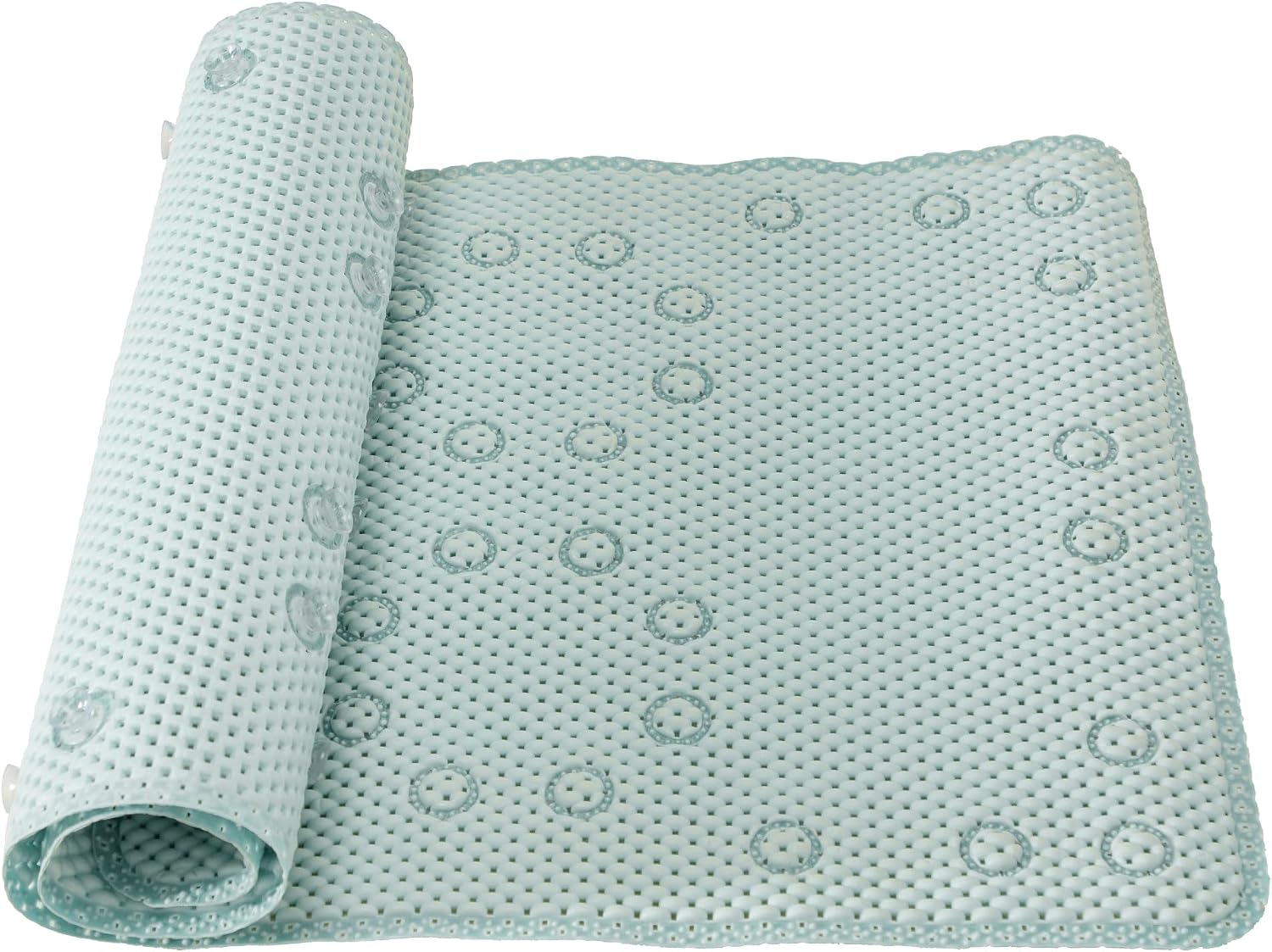 Bathtub Mat Non Slip 36'' X 17'', Soft Foam Bath Mat for Tub, Bathtub Mat with Drain Holes, Suction Cups Shower Mat (Ice Green, 36''X17'')