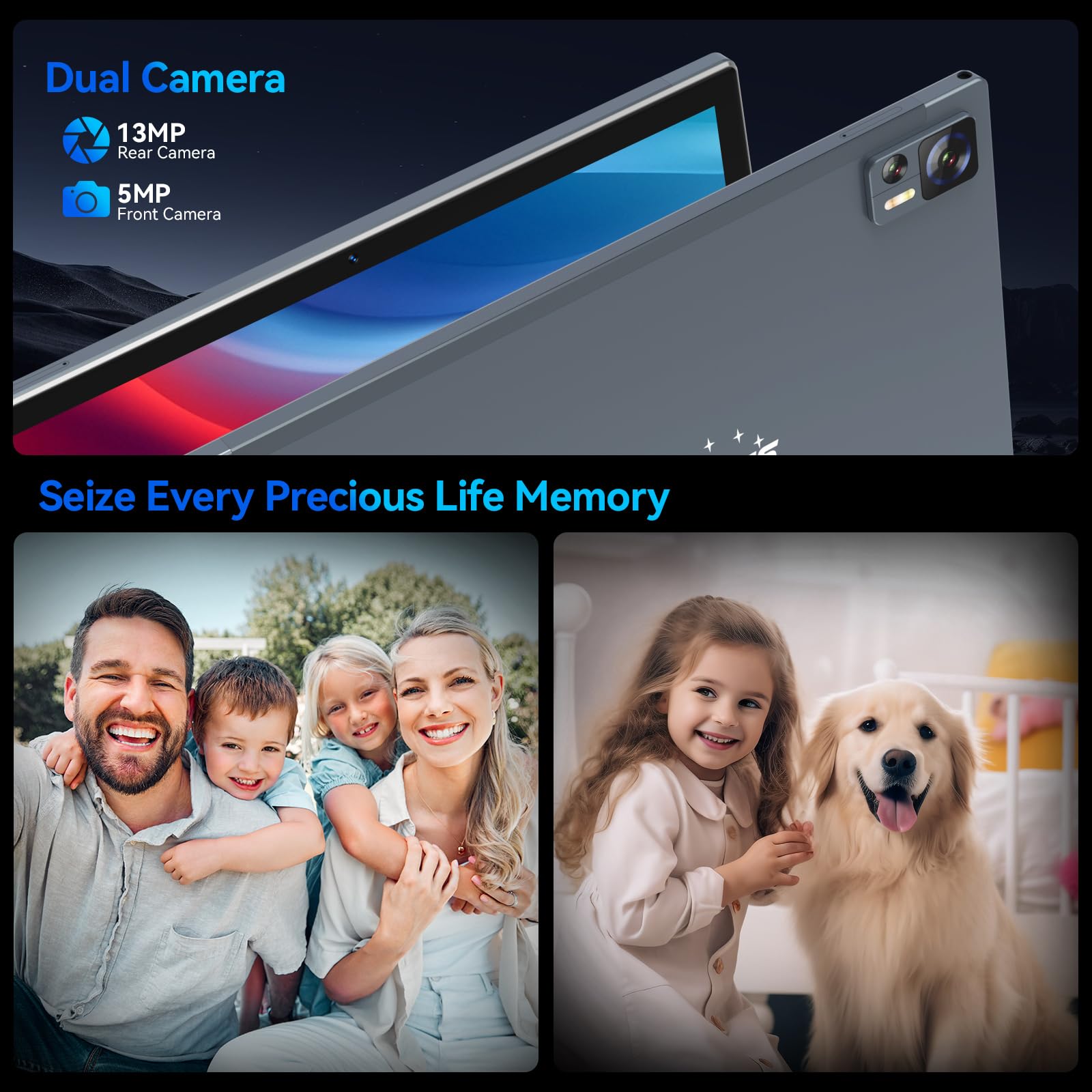 10.1 inch Android 14 Tablet 2025 Latest Update Octa-Core Processor with 64GB Storage, WiFi 6 Tableta, 13MP+5MP Dual Camera, 2 in 1 Tablet with Keyboard, Bluetooth, FHD IPS Screen, Mouse, Case, Stylus