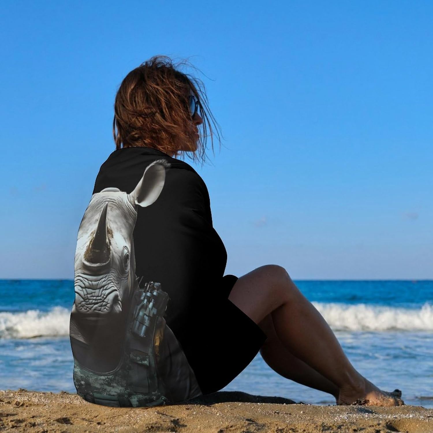 Rhinoceros Oversized Beach Towel Soft Absorbent Pool Bath Swim Towels for Adults Travel Vacation Gifts 130x80cm