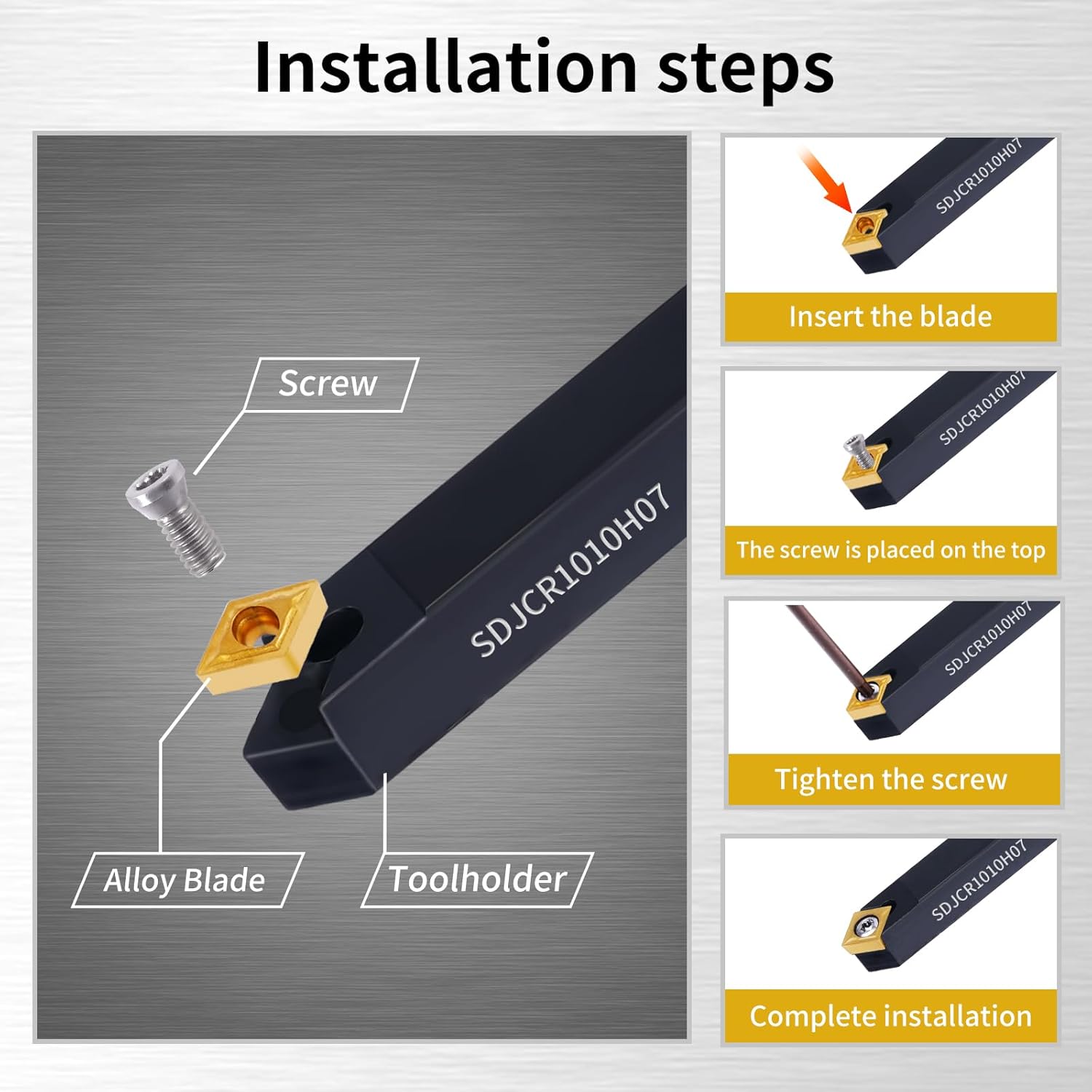 3/8" 10mm Indexable Lathe Turning Tool 21Pcs Kit- 7Pcs Metal Lathe Tools Holder Set with 14Pcs Carbide Insert Turning Inserts for Turning Grooving Boring Threading Cutting.Carbide Lathe Tools