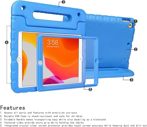 Miniatura 7 de HDE Funda para iPad de 9 generación de 10.2 pulgadas para niños con protector de pantalla integrado a prueba de golpes con soporte de asa para 2021