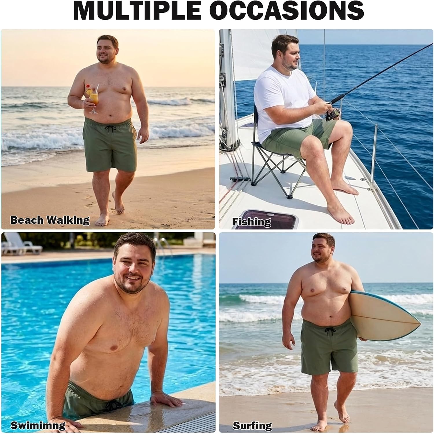 Keevoom Big and Tall Swim Trunks for Men,Men’s Plus Size Compression Liner Board Shorts Quick Dry Swimwear 7 Inch Swim Suit