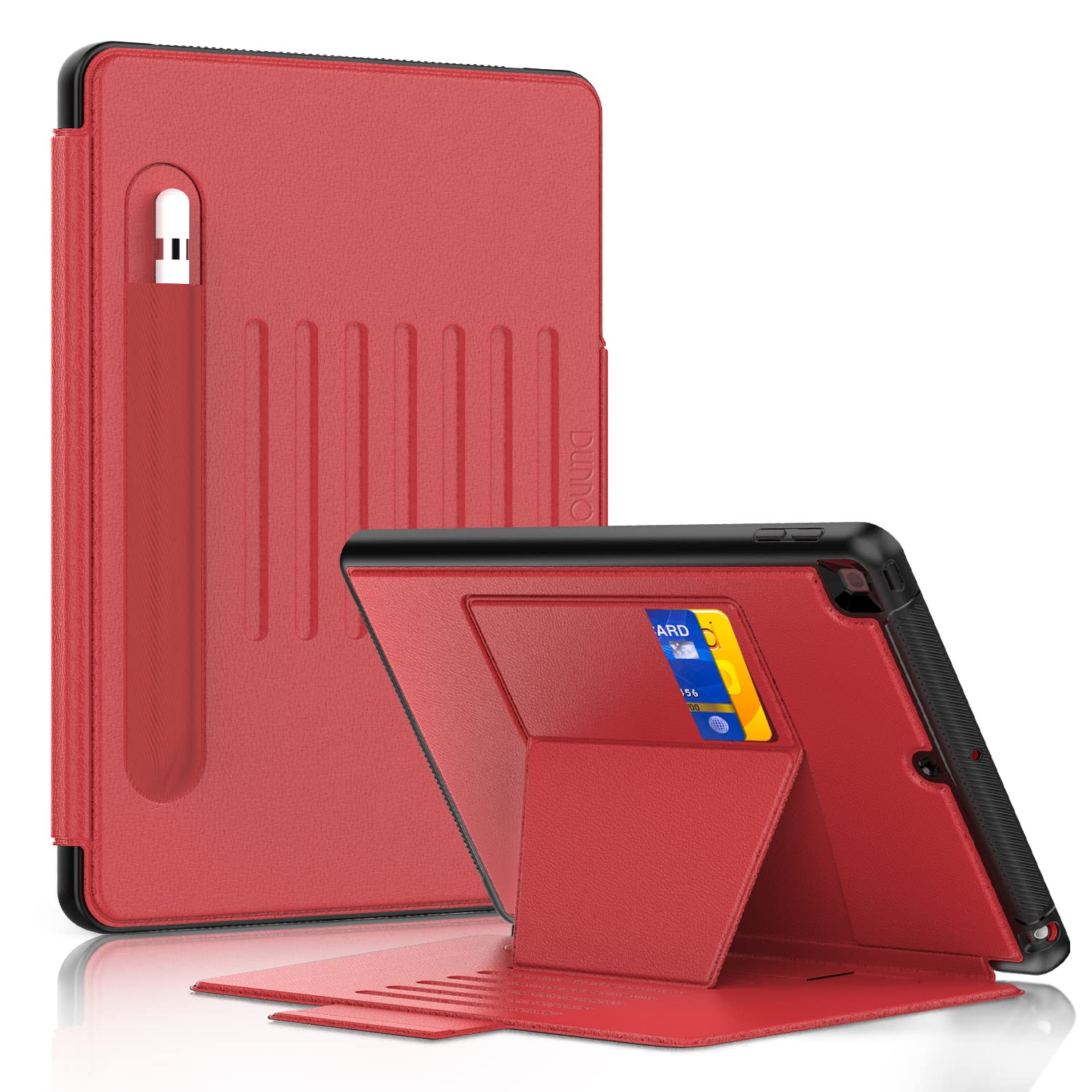 DUNNO Case for iPad 9th 8th 7th Generation(2021/2020/2019 Version), iPad 10.2 Case Strong Magnetic Cover with Pencil Holder & Card Pocket, 7 Viewing