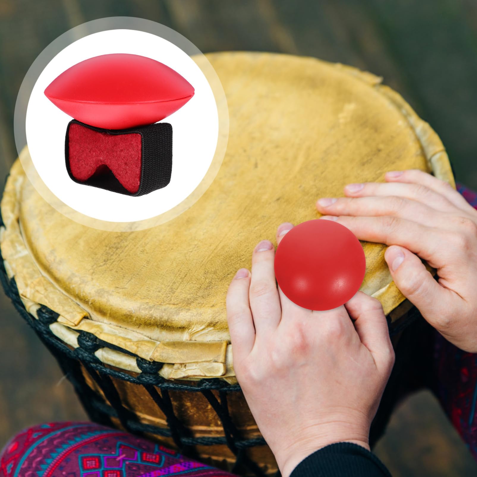 ERINGOGO Leichter Kunststoff Finger Shaker in Rot mit Sandfüllung zur Sinne Afrikanisches Trommelzubehör für Zuhause und Kindergarten