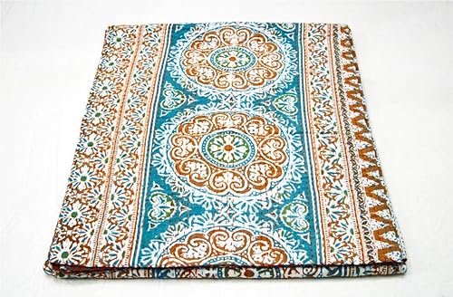 Miniatura 8 de V Vedant Deisgns Suzani Print Queen - Colcha de algodón Kantha hecha a mano, 90 x 108 pulgadas, color naranja