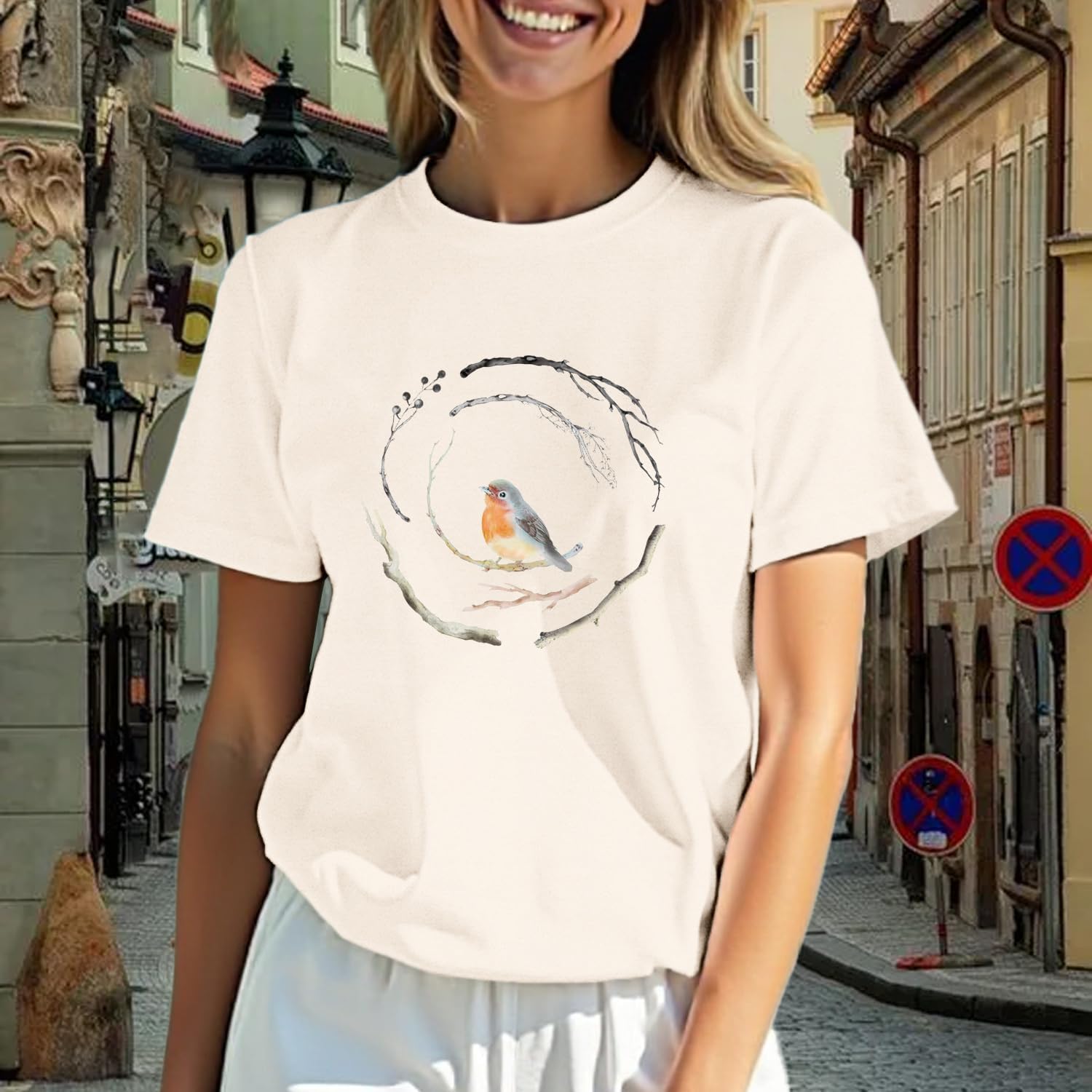 Bird Shirts for Women Nature Lover Tshirts Birdwatching Birdwatcher Shirt Cottagecore Tee Tops - Image 2