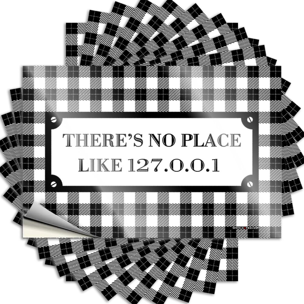 Funny Room Decor Decals - Square Long Door There’s No Place Like 127.0.0.1(6X9CM)