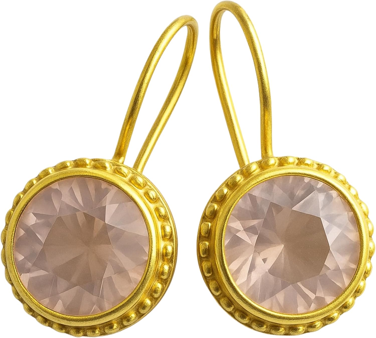 Rose Quartz Gold Vemeil Drop Earrings - Handmade Gemstone Jewelry Gift Ideas for Women Her - Gold Plated Sterling Silver Ear Wires