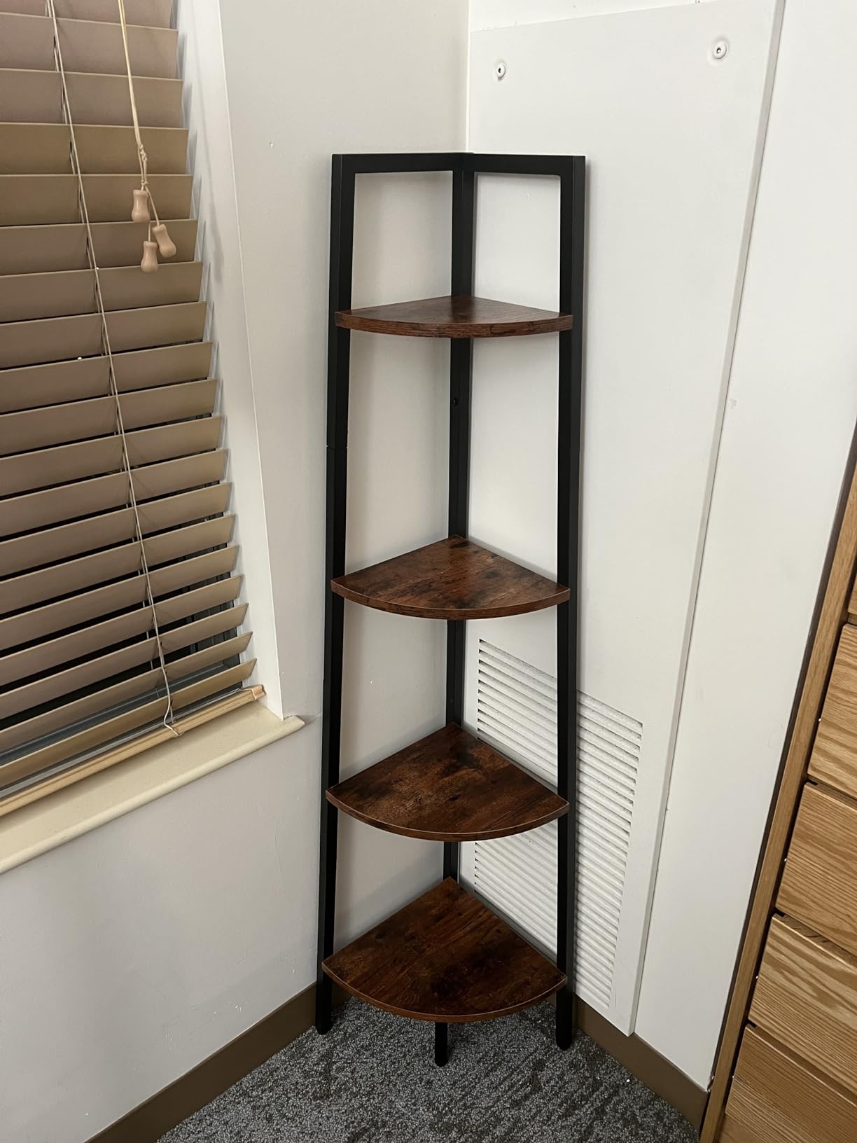 4-Tier Modern Corner Bookshelf with Metal Frame