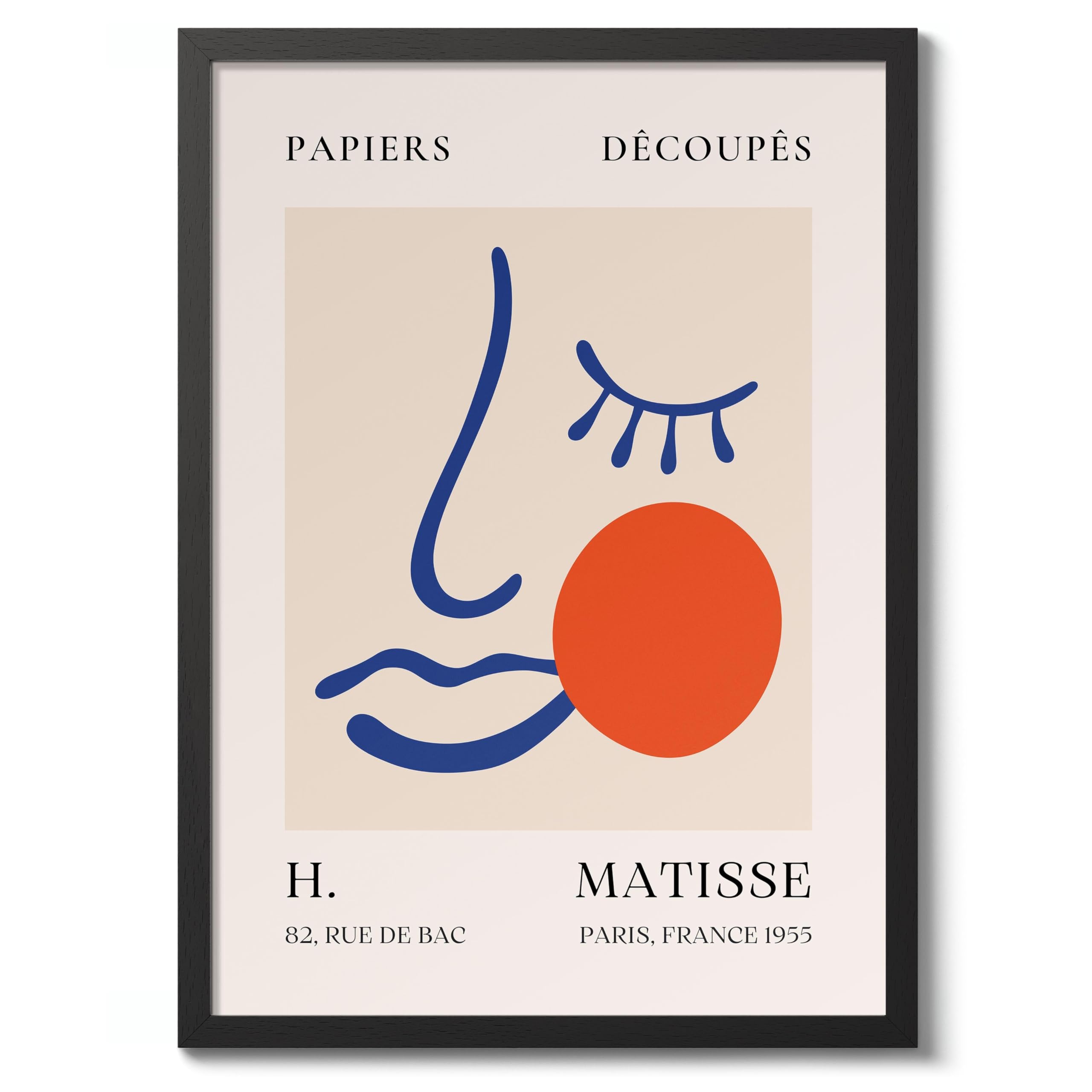 Rue De Bac, Papier DΓ©coupΓ©s Henri Matisse Poster, Modern Art Exhibition Print, Abstract Boho Wall Art, Home Decor Design And Decoration, A2 (Black Frame) - 59.4x42cm